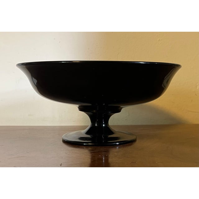 Glass Antique Early 20th Century Black Amethyst Glass Footed Fruit Bowl or Centerpiece Tazza For Sale - Image 7 of 12