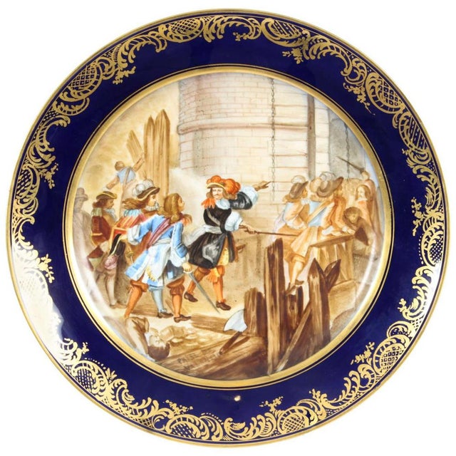 19th Century French Sevres Porcelain Prise de Valence Plate For Sale - Image 8 of 8