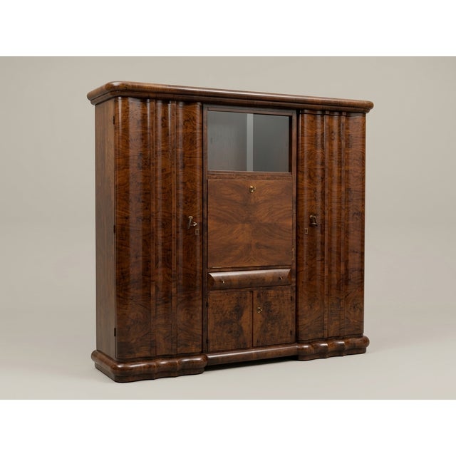 1930s Art Deco Walnut Display Wardrobe For Sale - Image 5 of 5