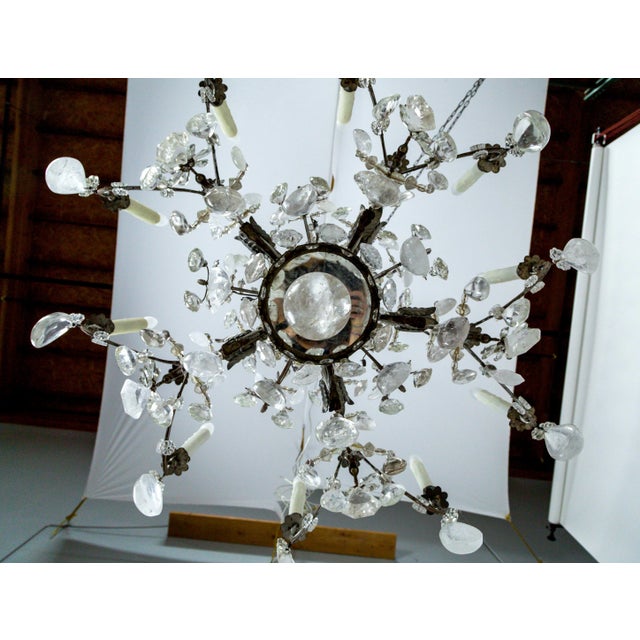 Rare Large Maison Bagues Silver Gilt Bronze Rock Crystal Flower Bouquet 20-Light Chandelier For Sale - Image 11 of 13