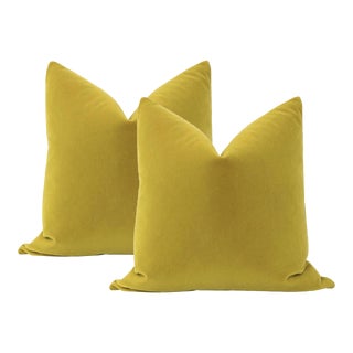 22" Chartreuse Mohair Pillows - a Pair
