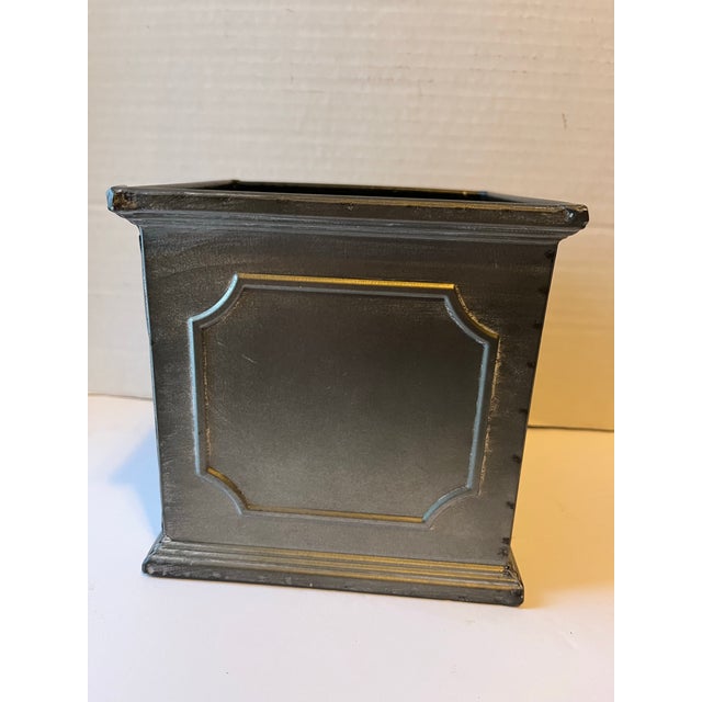 Traditional Square Metal Cachepot For Sale - Image 3 of 8