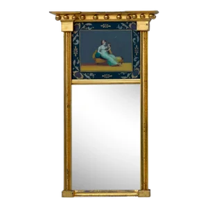 19th Century Federal Style Gilded Eglomise Trumeau Mirror With Mother & Child