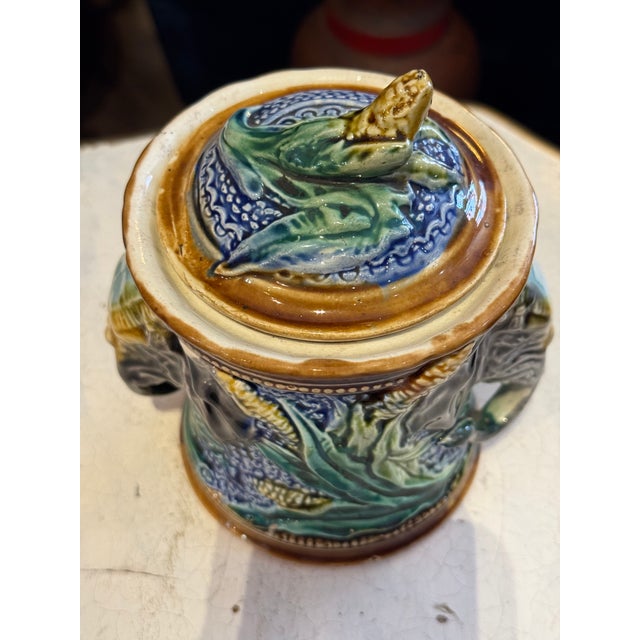 Antique Onnaing Majolica Tobacco Jar- Elephant Motif For Sale In Pittsburgh - Image 6 of 11