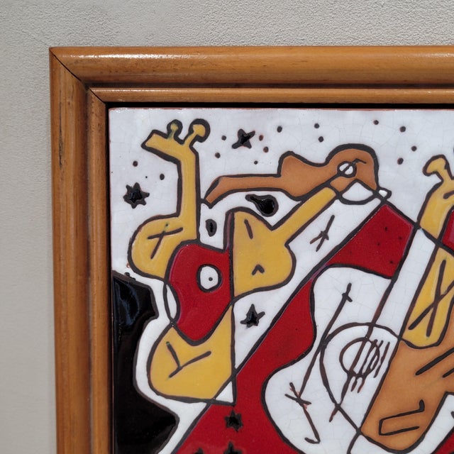 1950s Vintage Spanish Glazed Ceramic Tile Music, 1950s For Sale - Image 5 of 8