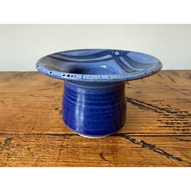 Japanese Vintage Ikebana Vase, Signed Studio Pottery For Sale - Image 3 of 6