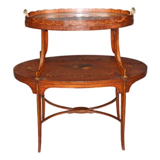 19th C Antique English Adams Paint Decorated Two-Tier Dessert Table For Sale