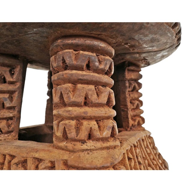 Vintage Round Zig-Zag Bamileke Stool For Sale - Image 4 of 6