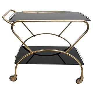Mid-Century Brass & Glass Trolley For Sale