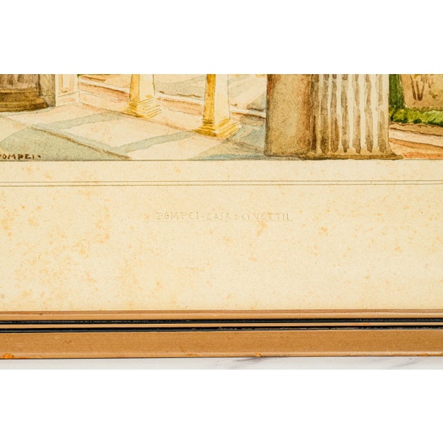 Wonderful Antique Grand Tour Watercolor Painting of Casa Dei Vettii Pompeii Italy Framed Neoclassical Home Decor For Sale - Image 9 of 13