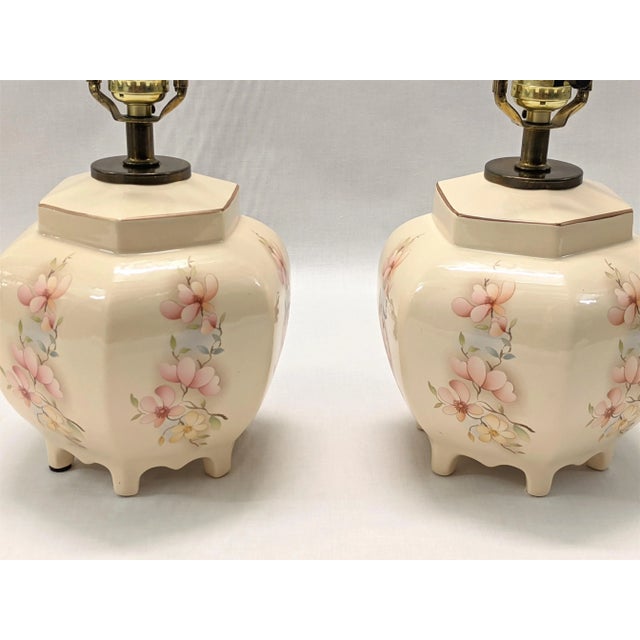 Bring the beauty of a flower garden into your home with this pair of petite floral lamps. This mid-century table lamp pair...