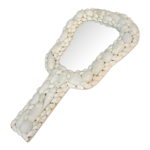 Handmade Seashell Encrusted Coastal Hand Dresser Vanity Small Mirror