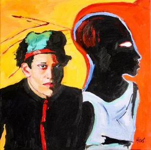 Modern Contemporary Pop Art Portrait (24″×24″, Original Oil on Canvas)