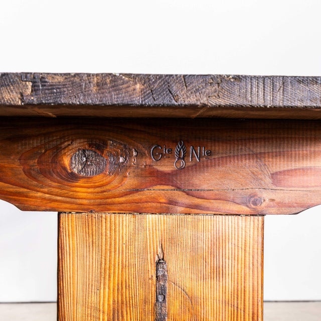 Arts and Crafts French Scrubbed Top Dining Table, 1940s For Sale - Image 4 of 8