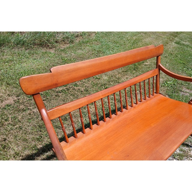 Vintage Antique Style Maple Settee Bench 1970s For Sale In Cleveland - Image 6 of 17