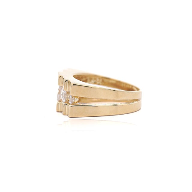 2020s 0.8 Carat Round F-G/Si1si2 Channel Set Diamond in 14k Yellow Gold Statement Ring, Size 6 For Sale - Image 5 of 6