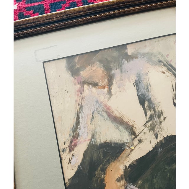 Mid-Century Modern Mid Century Abstract Figural Painting Signed For Sale - Image 3 of 7