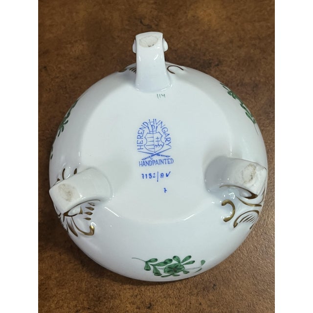 White Mid 20th Century Herend Green Chinese Bouquet Round Porcelain Lidded Trinket Box Candy Dish For Sale - Image 8 of 10