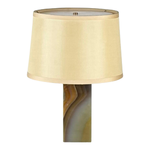 1970s Veined Onyx Table or Desk Lamp With Custom Silk Shade and Diffuser