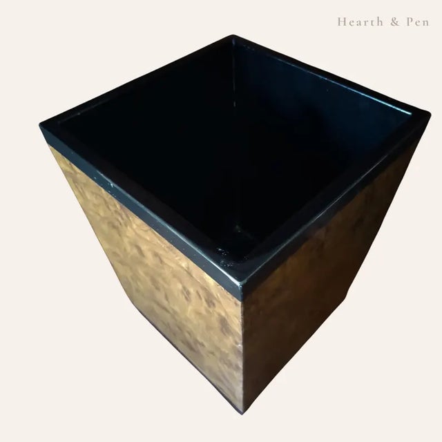 A stunning vintage walnut burl wood Waste Basket is a versatile piece which may also serve as a wood Planter Box...