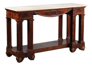 Empire Console Table in White Marble and Mahogany