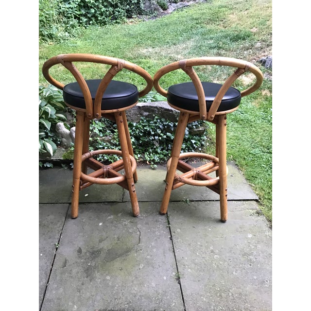MidCentury Rattan Circle Back Swivel Bar Stools Set of 2 Chairish