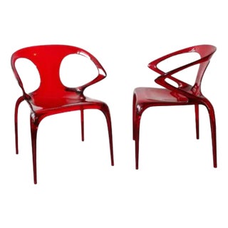Set of Ava Chairs attributed to Song Wen Zhong for Roche Bobois, 20th Century. For Sale