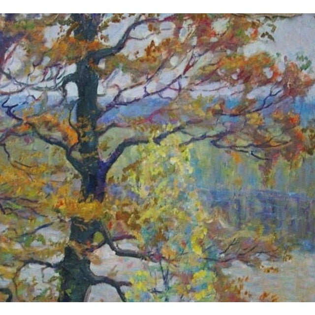 Realism Impressionist River Landscape Oil Painting, 1965 For Sale - Image 3 of 6