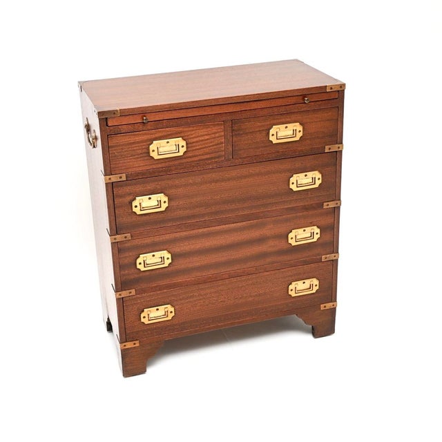 Antique Military Campaign Chest of Drawers, 1930 For Sale - Image 9 of 9