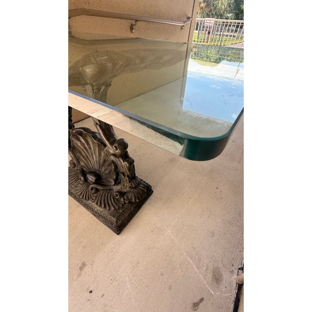Vintage La Barge Hollywood Regency Cast Bronze Shell & Acanthus Console Table Base For Sale - Image 10 of 14
