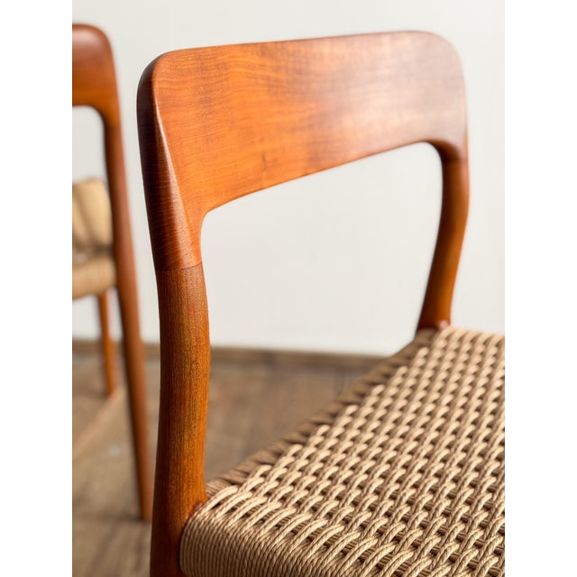 Mid-Century Danish Model 75 Dining Chairs in Teak by Niels Møller for J.L. Møllers, 1950s, Set of 4 For Sale - Image 13 of 15