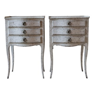Antique French Patinated Wooden Bedside Tables, 19th Century, Set of 2 For Sale