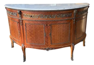 19th C. Louis XIV Revival Demilune Sideboard With Marble Top