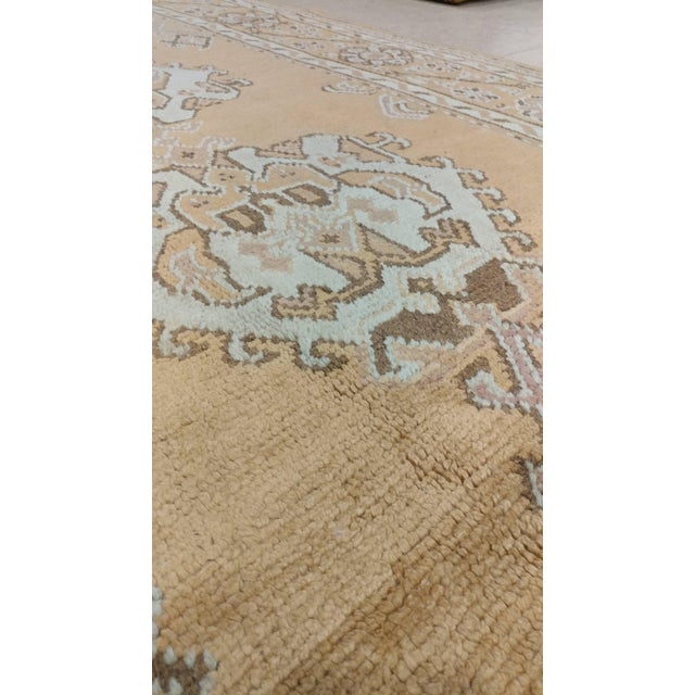Antique Oushak Carpet, Oriental Rug, Handmade Taupe, Ice Blue and Brown For Sale - Image 12 of 18
