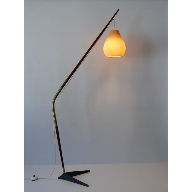 Absolutely rare, elegant and highly decorative Mid-Century Modern floor lamp or reading light. The drop height of the lamp...