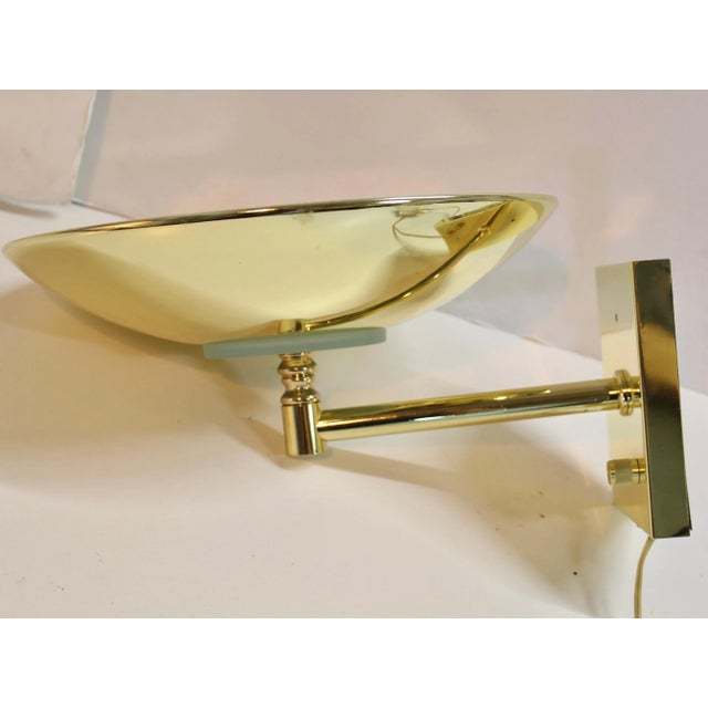 Vintage Mid Century Modern Brass Flying Saucer Wall Sconce For Sale - Image 10 of 11