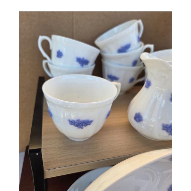 Antique Adderley England “Chelsea Blue” 75-Piece Bone China Set, 1930s • Raised For Sale - Image 18 of 18