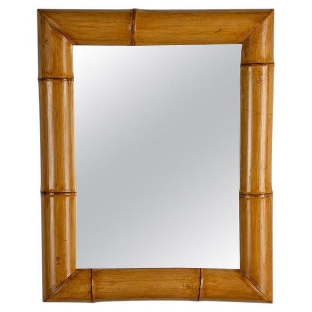 Vintage Italian Bamboo Wall Mirror with Beveled Glass, 1940s For Sale - Image 12 of 12