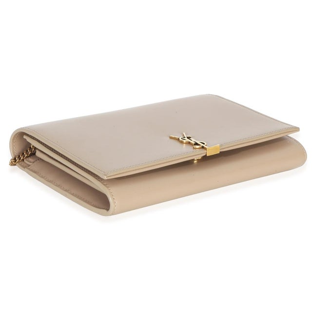 Animal Skin Tan Smooth Calfskin Cassandre Chain Clutch For Sale - Image 7 of 9