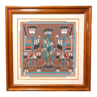 1990s Rosabelle Ben Navajo Sand Painting Diné Native American Art Shiprock, New Mexico For Sale