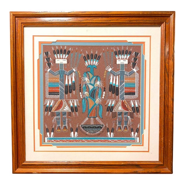 1990s Rosabelle Ben Navajo Sand Painting Diné Native American Art Shiprock, New Mexico For Sale