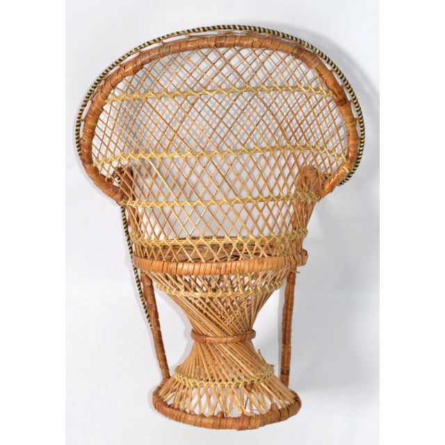 1970s 1970s Mid-Century Modern Emmanuelle Miniature Wicker Rattan Armchair Plant Stand For Sale - Image 5 of 12