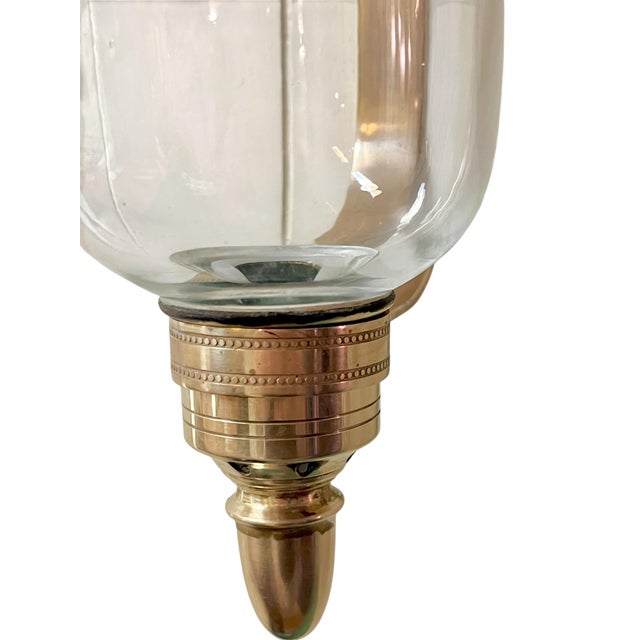 Vintage Chapman & Myers Style Brass and Glass Hurricane Wall Sconces – Pair of Mid-Century Lantern Candle Holders For Sale - Image 10 of 17