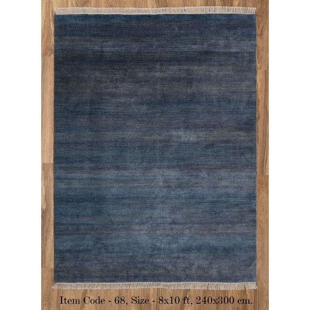 8' x 10' Savannah Hand Knotted Modern Blue Wool & Silk Rug For Sale - Image 12 of 18