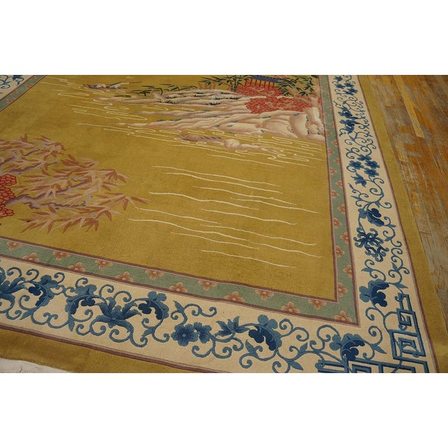 Textile Traditional Display of Chinese Culture on a Yellow Background Color Antique Chinese Art Deco Rug For Sale - Image 7 of 10
