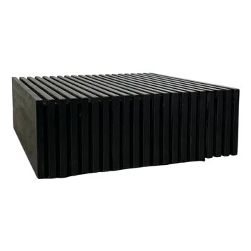 Brutalist Black Wooden Slat Coffee Table For Sale