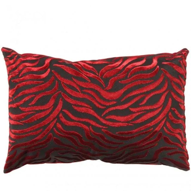 Tigre Pillow, Red & Black For Sale - Image 4 of 4