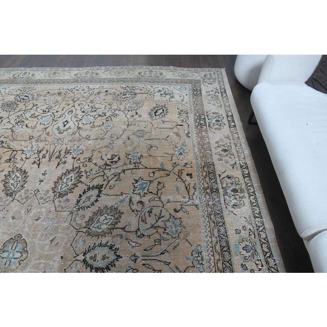 1970s Vintage Persian Handmade Wool Cotton Light Brown Area Rug For Sale In San Francisco - Image 6 of 11