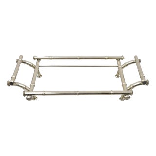 Vintaga Italian Hollywood Regency Faux Bamboo Silver Plated Serving Platter Stand For Sale