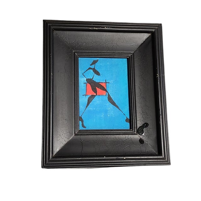 Fantastic trio of vintage contemporary style African figural oil paintings on canvas, all framed, small sizes to make...